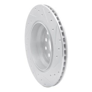 Lexus LS600h Brake Rotor (1) - Left Rear - R1 Concepts - Drilled & Slotted - Silver - `07-`17